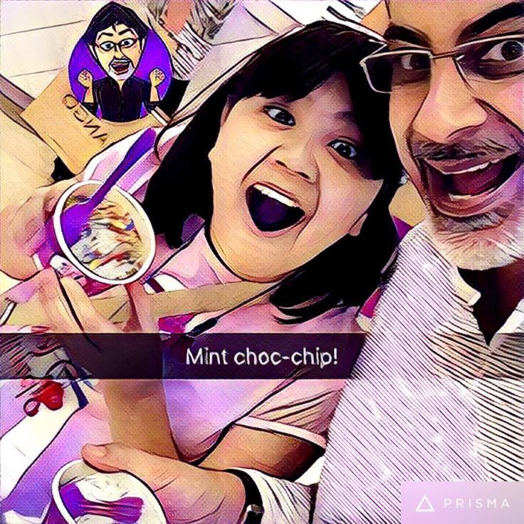 having mint choc-chip with daughter